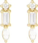 14K Gold Natural Diamond Bar Earring - Yellow Gold - view 2