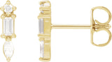 14K Gold Natural Diamond Bar Earring - Yellow Gold