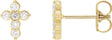 14K Gold Round Lab-Grown Diamond Cross Earrings - Yellow Gold