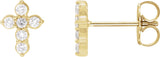 14K Gold Round Lab-Grown Diamond Cross Earrings - Yellow Gold