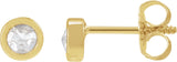 14K Gold Round Natural Diamond Youth Bezel-Set Stud Earrings - Yellow Gold