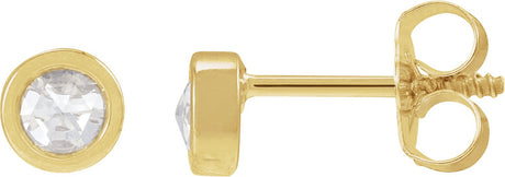 14K Gold Round Natural Diamond Youth Bezel-Set Stud Earrings - Yellow Gold