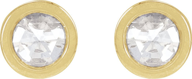 14K Gold Round Natural Diamond Youth Bezel-Set Stud Earrings - Yellow Gold - view 2