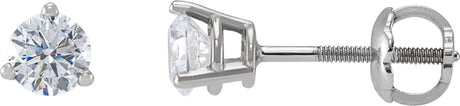 14K Gold Lab-Grown Diamond Round 3-Prong Stud Earrings – 1/2 CTW - White Gold