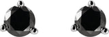 14K Gold Natural Black Diamond Round 3-Prong Stud Earrings - White Gold - view 2