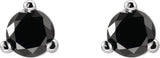 14K Gold Natural Black Diamond Round 3-Prong Stud Earrings - White Gold - view 2