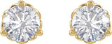 14K Gold Lab-Grown Diamond Round 3-Prong Fleur-de-lis Earrings - Yellow Gold - view 2