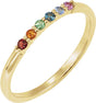 14K Gold Round Natural Multi-Gemstone Accented Stackable Ring - Yellow Gold