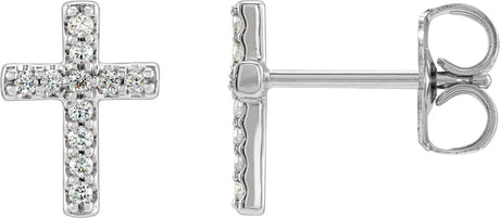 Platinum Round Natural Diamond Cross Earrings
