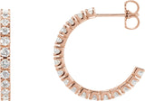 14K Gold Round Lab-Grown Diamond Accented Hoop Earrings – 1.3-2.4mm Stones - Rose Gold