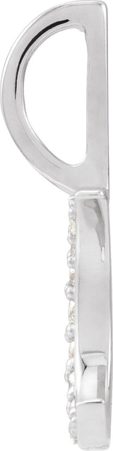 14K Gold Round Natural Diamond Crescent Moon Pendant - White Gold - view 2