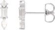 Platinum Natural Diamond Bar Earring