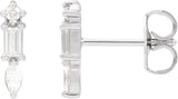 Platinum Natural Diamond Bar Earring