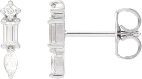 Platinum Natural Diamond Bar Earring