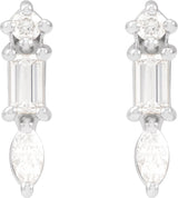 Platinum Natural Diamond Bar Earring - view 2