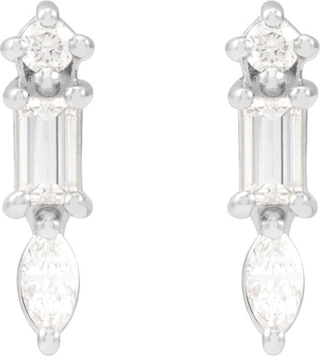 Platinum Natural Diamond Bar Earring - view 2