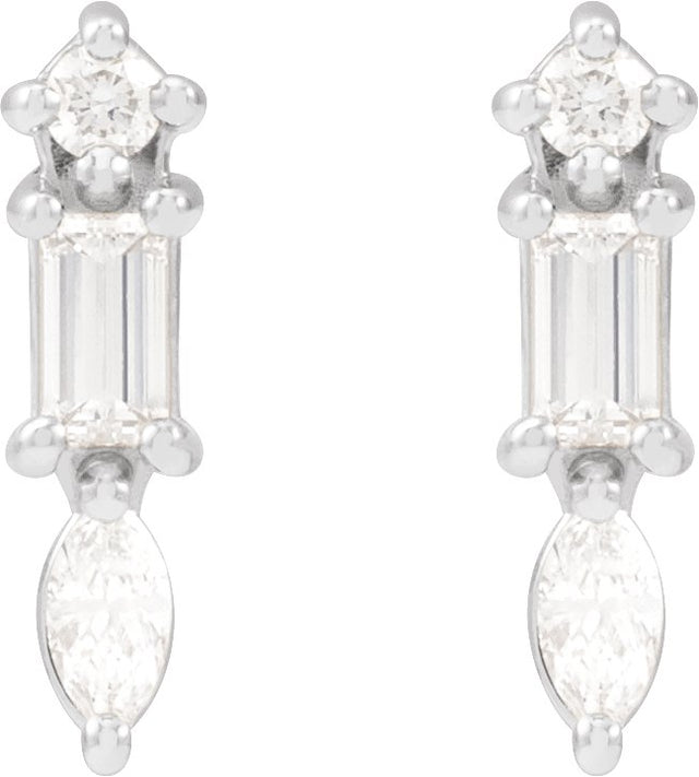 Platinum Natural Diamond Bar Earring - view 2