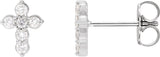 Platinum Round Lab-Grown Diamond Cross Earrings