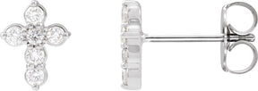 Platinum Round Natural Diamond Cross Earrings – 1.5mm Stones