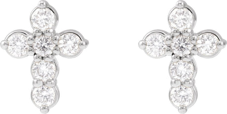 Platinum Round Natural Diamond Cross Earrings – 1.5mm Stones - view 2