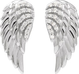 Platinum Round Natural Diamond Angel Wing Earrings - view 2