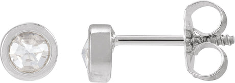 Platinum Round Natural Diamond Youth Bezel-Set Stud Earrings