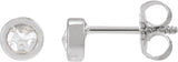 14K Gold Round Natural Diamond Youth Bezel-Set Stud Earrings - White Gold