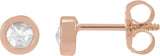 14K Gold Round Natural Diamond Youth Bezel-Set Stud Earrings - Rose Gold