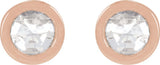 14K Gold Round Natural Diamond Youth Bezel-Set Stud Earrings - Rose Gold - view 2