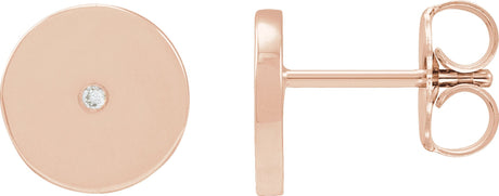 14K Gold Round Natural Diamond Moon Phase Earrings - Rose Gold