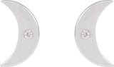 Platinum Round Natural Diamond Moon Phase Earrings - view 3