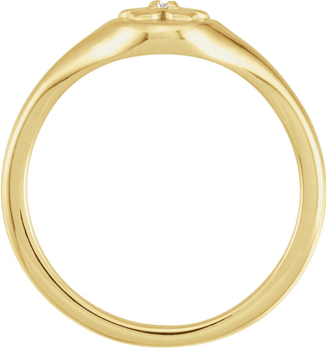 14K Gold Round Natural Diamond Accented Floral Ring – 1.5mm Stones - Yellow Gold - view 2