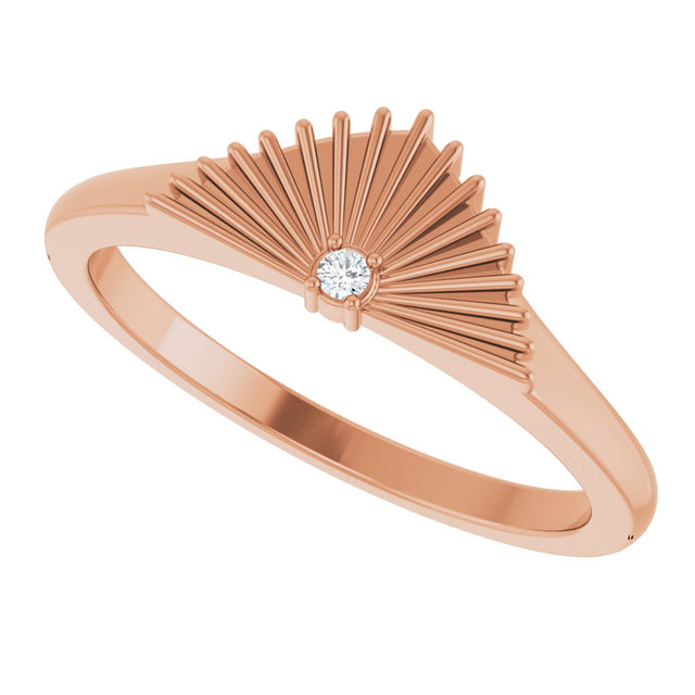 14K Gold Round Natural Diamond Fan Ring - Rose Gold - view 5