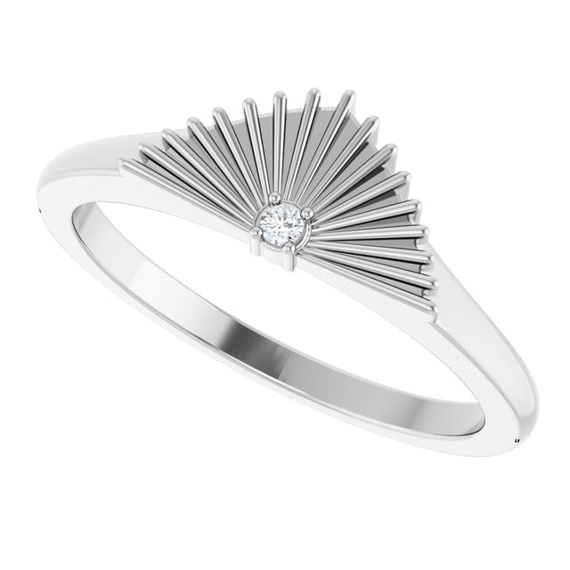 Platinum Round Natural Diamond Fan Ring - view 5