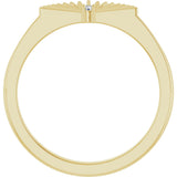 14K Gold Round Natural Diamond Fan Ring - Yellow Gold - view 2