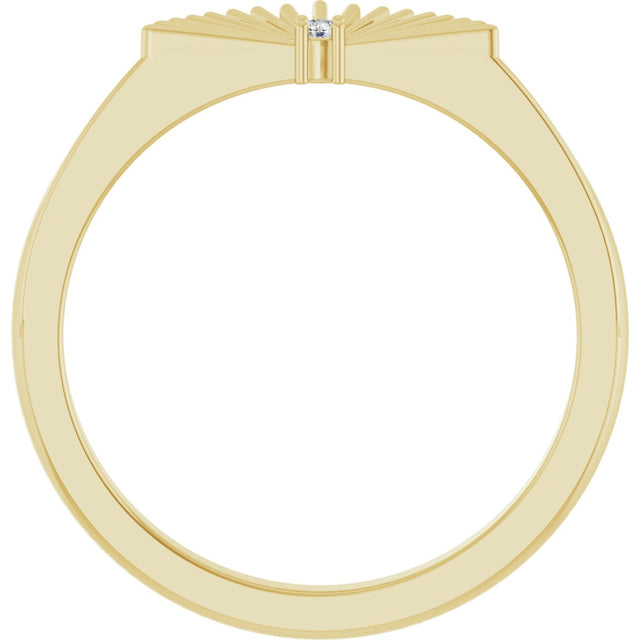 14K Gold Round Natural Diamond Fan Ring - Yellow Gold - view 2