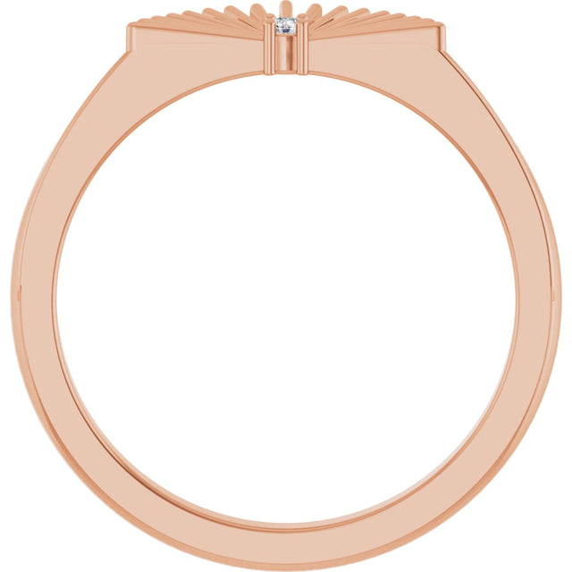 14K Gold Round Natural Diamond Fan Ring - Rose Gold - view 2