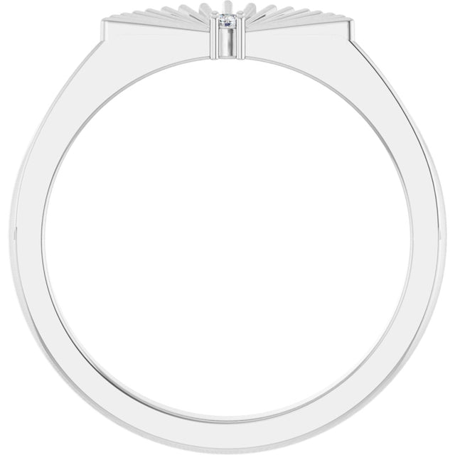 14K Gold Round Natural Diamond Fan Ring - White Gold - view 2