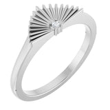 14K Gold Round Natural Diamond Fan Ring - White Gold