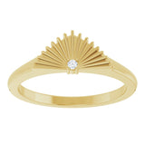 14K Gold Round Natural Diamond Fan Ring - Yellow Gold - view 3