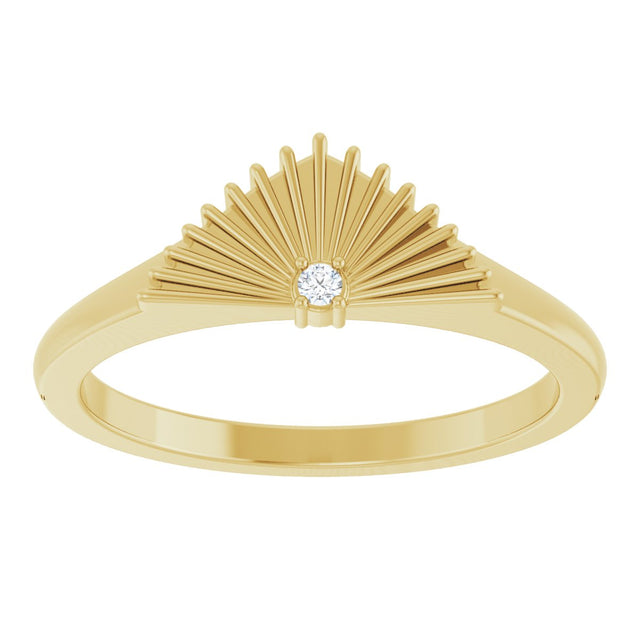 14K Gold Round Natural Diamond Fan Ring - Yellow Gold - view 3
