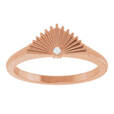 14K Gold Round Natural Diamond Fan Ring - Rose Gold - view 3