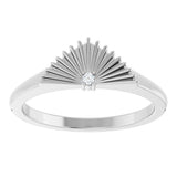 Platinum Round Natural Diamond Fan Ring - view 3