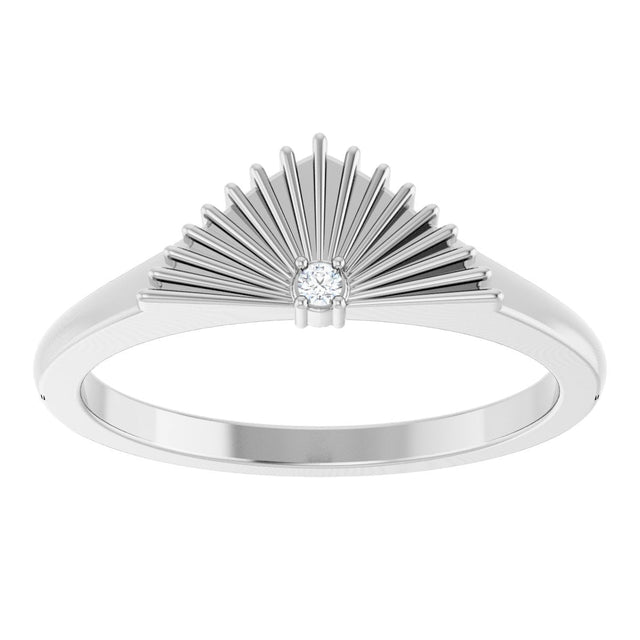 Platinum Round Natural Diamond Fan Ring - view 3