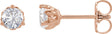 14K Gold Natural Diamond Round 3-Prong Fleur-de-lis Earrings - Rose Gold