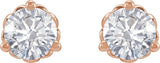 14K Gold Lab-Grown Diamond Round 3-Prong Fleur-de-lis Earrings - Rose Gold - view 2