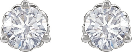 Platinum Natural Diamond Round 3-Prong Fleur-de-lis Earrings - view 2