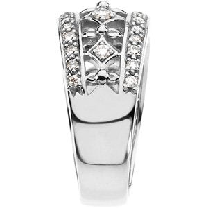 Platinum Round Natural Diamond Accented Ring – 2.2mm Stones - view 4