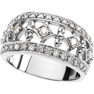 Platinum Round Natural Diamond Accented Ring – 2.2mm Stones - view 5