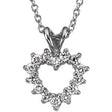 Platinum Round Natural Diamond Heart Necklace